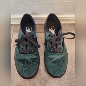 NWOT Vans Green Textured Velvet Sneakers